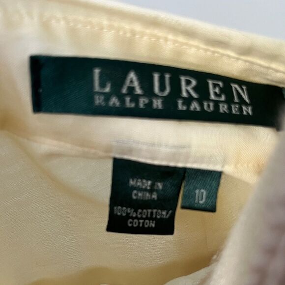 Lauren by Ralph Lauren Elegant  Yellow Pleated Vintage Button up Logo Buttons 10 - Picture 2 of 7
